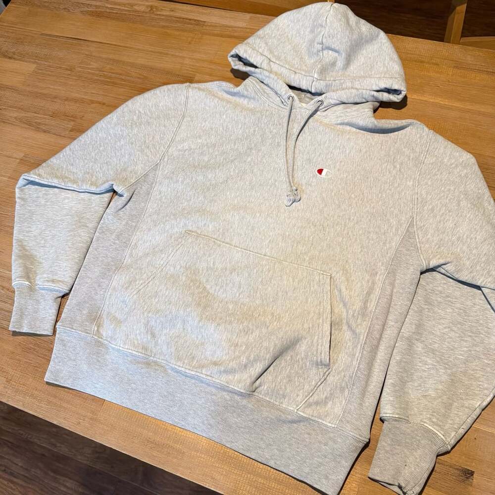 Champion Reverse Weave Hoodie Size Medium Gray Pullover Sweatshirt
